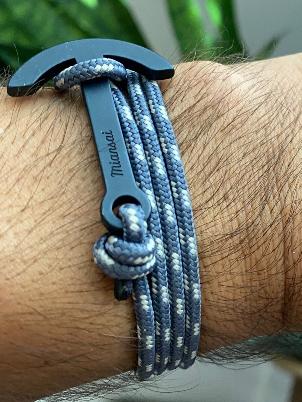 Miansai Navy Blue and Cream Rope Anchor Bracelet